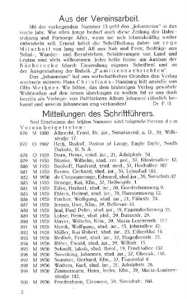 Mitteilungen des Schriftführers.