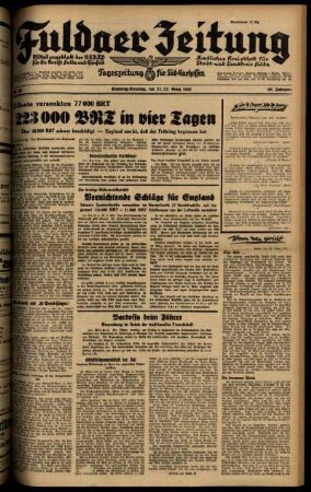 Ausgabe vom Samstag, den 22. März 1941.