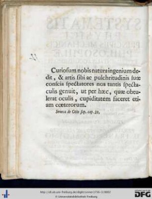 Curiosum nobis natura...