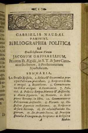 Gabrielis Naudæi, Parisini. Bibliographia Politica ...