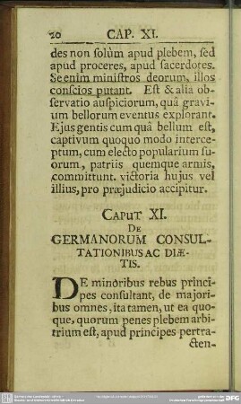 Caput XI. De Germanroum Consultationibus Ac Diaetis