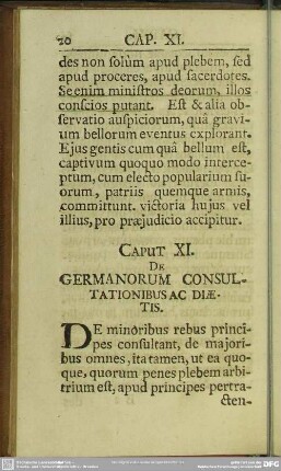 Caput XI. De Germanroum Consultationibus Ac Diaetis
