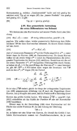 § 89. Eine geometrische Anwendung des ersten Differentiators von Beltrami