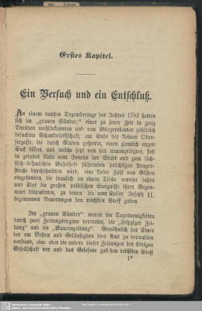 Erstes Kapitel. Ein Versuch und ein Entschluß
