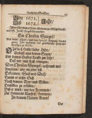 Von 1671. Biß 1672. Jahr
