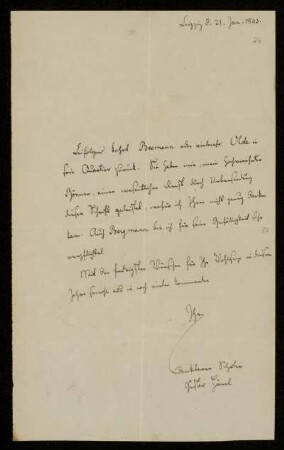 24: Brief von Gustav Friedrich Haenel an Gustav Hugo, Leipzig, 21.1.1843
