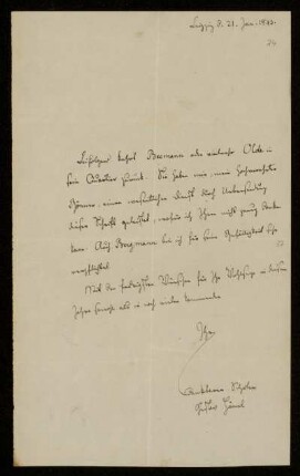 24: Brief von Gustav Friedrich Haenel an Gustav Hugo, Leipzig, 21.1.1843