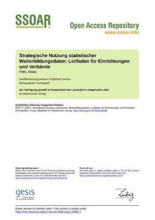 Strategische Nutzung statistischer Weiterbildungsdaten: Leitfaden für Einrichtungen und Verbände