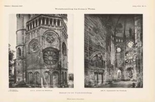 Dom, Worms: Westchor: Ansicht, Innenansicht (vor der Wiederherstellung) (aus: Atlas zur Zeitschrift für Bauwesen, hrsg. v. Ministerium der öffentlichen Arbeiten, Jg. 57, 1907)