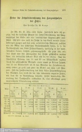 I.5 Ueber die Inhaltsberechnung des Langnutzholzes der Fichte.