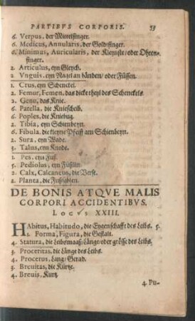 De Bonis Atque Malis Corpori Accidentibus. Locus XXIII.