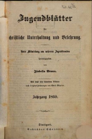 Jugendblätter. 1860