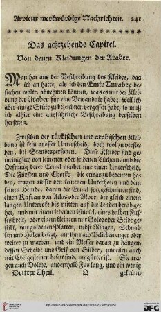 Das achtzehende Capitel. Von denen Kleidungen der Araber