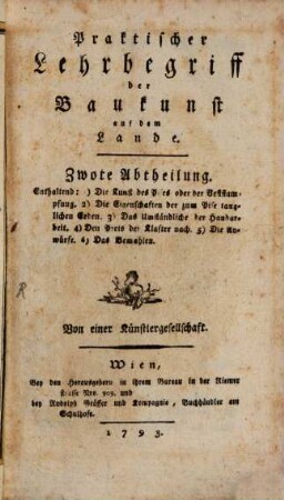 Praktischer Lehrbegriff der Baukunst auf dem Lande, 2