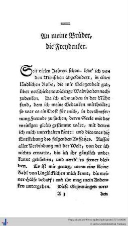 An meine Freunde die Freydenker