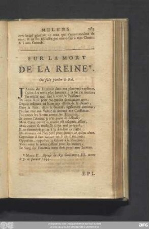 Sur La Mort De La Reine.