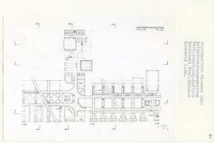 Laienforschungszentrum, Berlin-Gesundbrunnen (Diplomarbeit bei Bernhard Hermkes): Grundrisse 1. - 2. Obergeschoss und 4. Obergeschoss 1:200