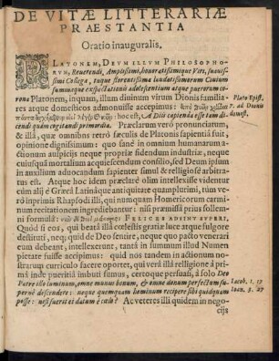 De Vitae Litterariae Praestantia Oratio inauguralis.