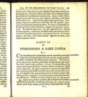 Caput VI. De Hydrophobia & Rabie Canina.