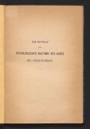 Ein Beitrag zur pathologischen Anatomie des Auges bei Nierenleiden