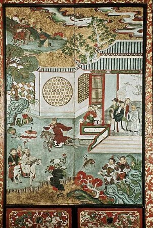 Doppeltafel mit höfischer Szene