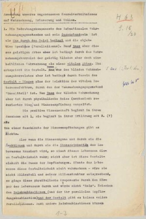 Nachlass von Max Scheler (1874-1928) – BSB Ana 315, CA.9.5. Max Scheler (1874-1928) Nachlass: Anwendung unseres Kausalverhältnisses auf Wahrnehmung, Erinnerung und Wollen - BSB Ana 315.CA.IX.5