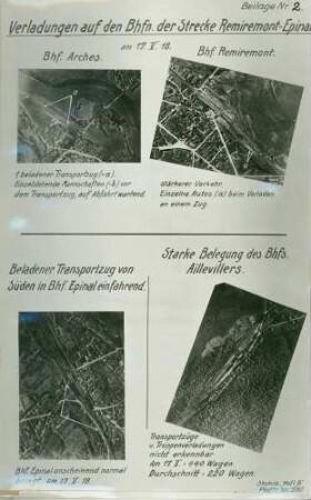 Fotos von den Verladungen auf den Bahnhöfen Arches, Remiremont und Epinal auf der Strecke Remiremont - Epinal sowie über starke Bewegungen auf dem Bahnhof Aillevillers (Luftbilder)