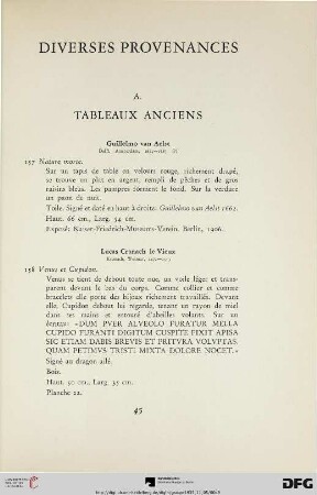 A. Tableaux anciens (Nr. 157-177)