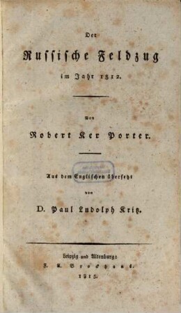 Der russische Feldzug im Jahr 1812