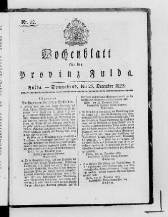 Nr. 52, Ausgabe vom 28. Dezember 1822