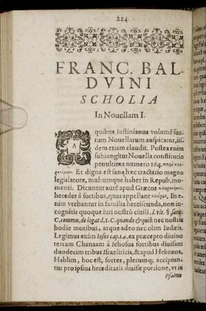 Franc. Balduini Scholia In Novellam I.