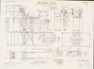 Eimerbagger »Linden«: Aufhängung der Eimerleiter: Schnitte, Details 1:20, 1:10