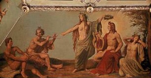 Die Musen entscheiden den Wettbewerb zwischen Apollon und Marsyas
