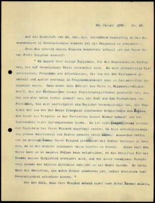 Bericht des zweiten Sekretars an das General-Sekretariat