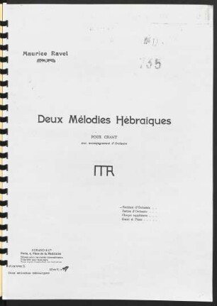 Deux Mélodies Hébraïques : pour chant avec accompagnement d'Orchestre