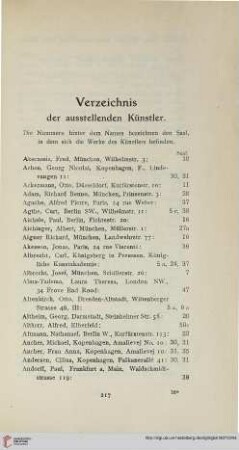 Verzeichnis der ausstellenden Künstler