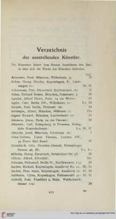 Verzeichnis der ausstellenden Künstler