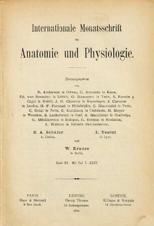 Internationale Monatsschrift für Anatomie und Physiologie. 11, 11. 1894