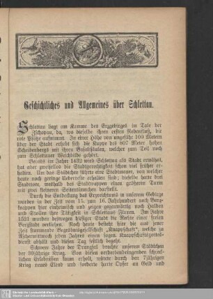 Geschichtliches und Allgemeines über Schlettau