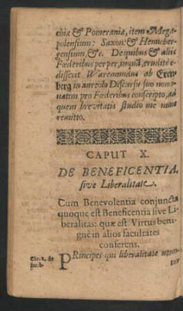 Caput X. De Beneficentia. sive Liberalitate.