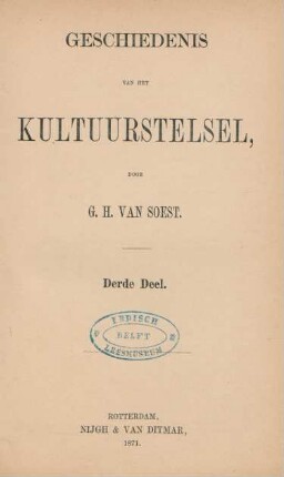 Deel 3: Geschiedenis van het kultuurstelsel