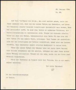 Bericht des ersten Sekretars an das General-Sekretariat