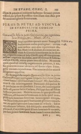 Feriis D. Petri Ad Vincula In Evangelium ...