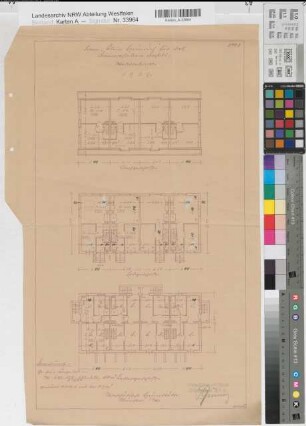 Bocholt (Bocholt) Bauvorhaben Form Klein Heinrich Grundrisse 1929 1 : 100 55,5 x 32 Pause Westfälische Heimstätte Wohnungsgesellschaft Münsterland