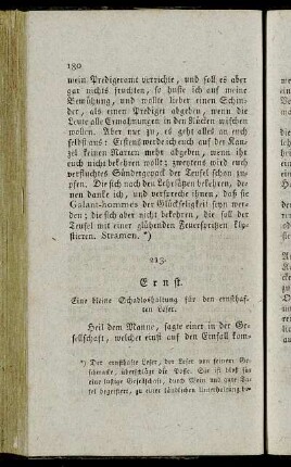 213. Ernst. Eine kleine Schadloshaltung für den ernsthaften Leser.