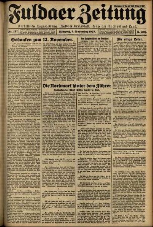 Erste Ausgabe vom Mittwoch, den 08. November 1933.