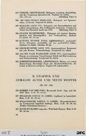 B. Graphik und Gemälde Alter und Neuer Meister (Nr. 326-440)