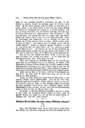 Welchem Beruf sollen sich unsre jungen Mädchen widmen?