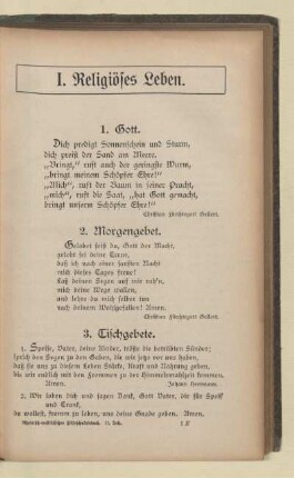 I. Religiöses Leben