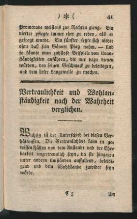 Vertraulichkeit und Wohlanständigkeit nach der Wahrheit verglichen